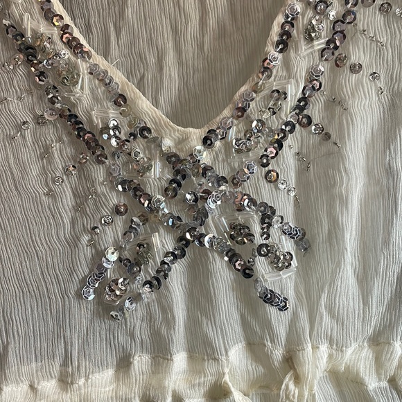 F21 100% Silk Sheer Top Bohemian 3/4 Bell Sleeves - Picture 2 of 10